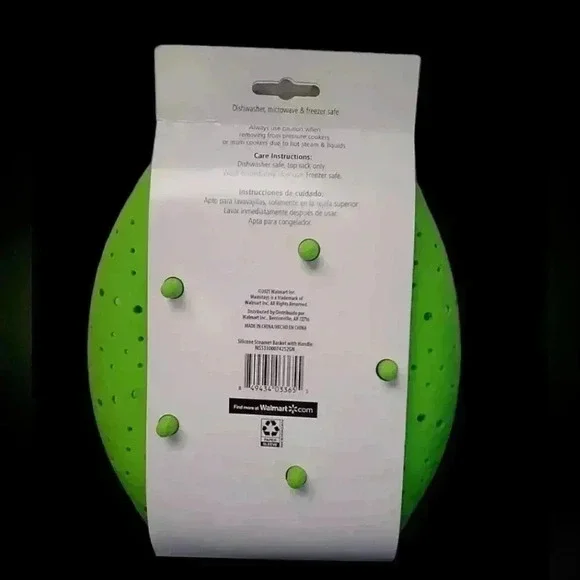 Mainstays BPA Free Silicone Steamer Basket with Handle Green - Picture 2 of 5